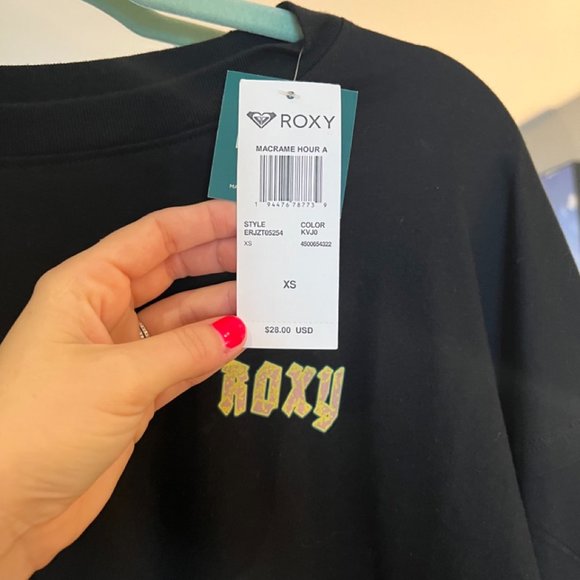 Roxy Macrame Hour Anthracite Graphic T Shirt Tee Oversized, XS, NWT - Picture 7 of 9